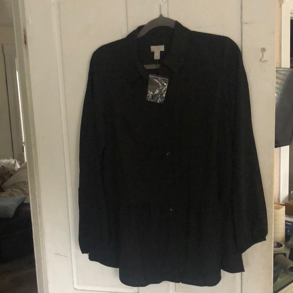 Lori, Goldstein, button, front blouse, black small New